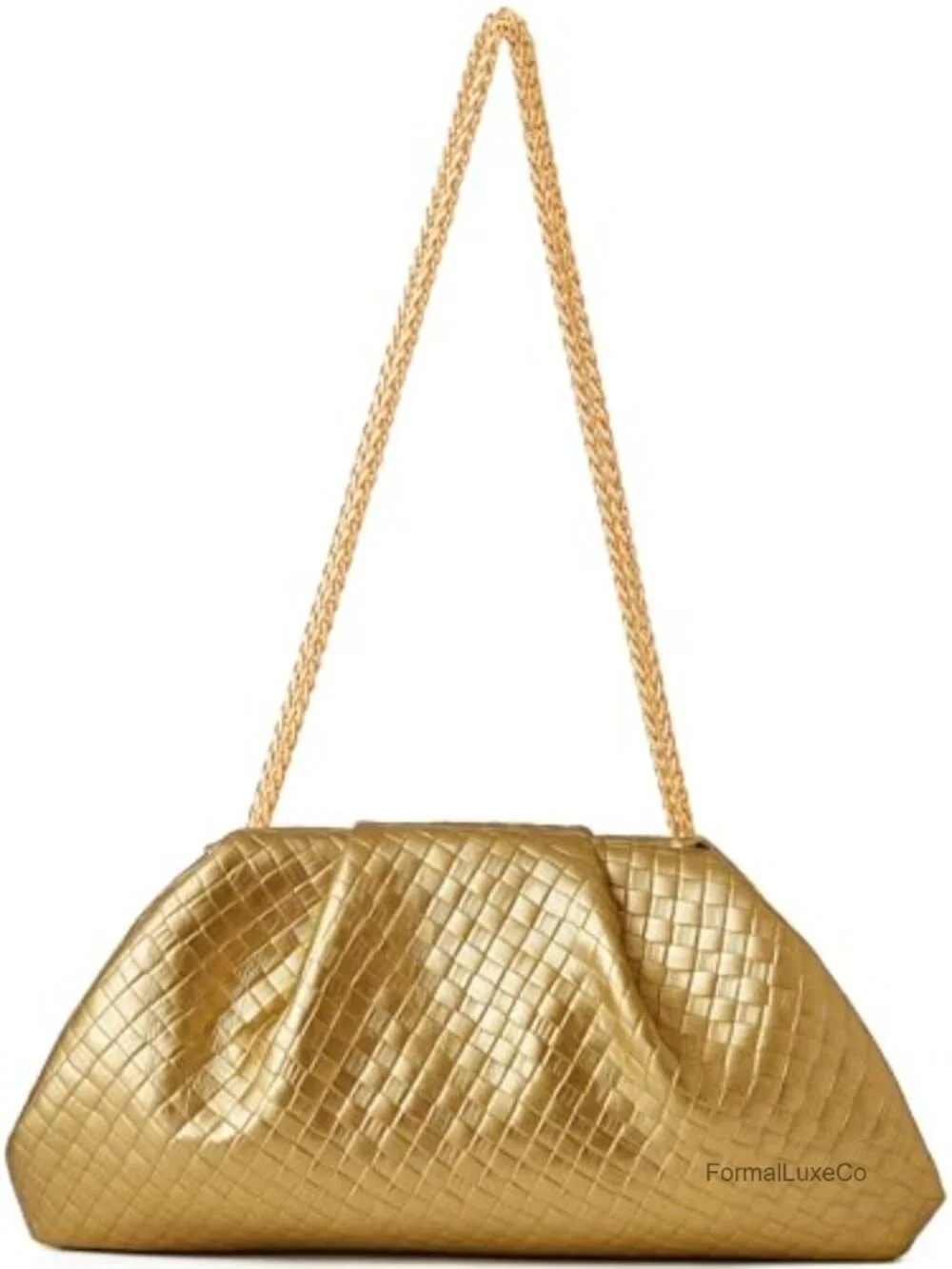 Ruched Dumpling Clutch Evening Bag Detachable Chain Crossbody